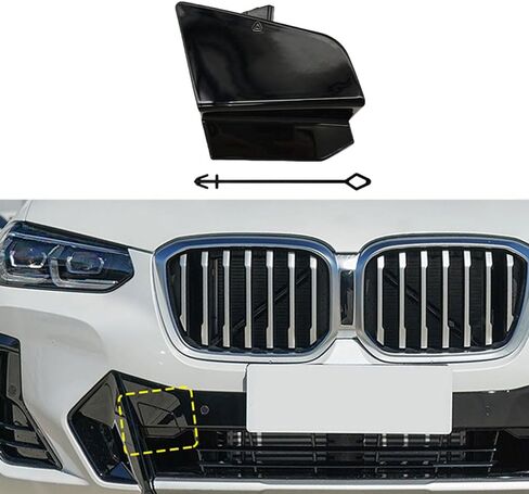 غطاء فتحة خطاف السحب الأمامي متوافق مع BMW X3 X4 iX3 G01 G02 G08 2022-2024 غطاء مقطورة المصد الأمامي 51115A477A0 (أسود) in Kuwait