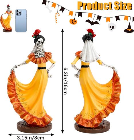 Day of The Dead Figurines Decorations Halloween Skeleton Skull Statue Mariachi Band, Realistic Collectible Folk Musician Players Ornament, Party Festive Indoor Decor (6.5Inch, 3PCS) in Saudi Arabia