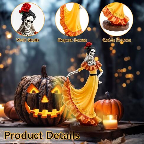 Day of The Dead Figurines Decorations Halloween Skeleton Skull Statue Mariachi Band, Realistic Collectible Folk Musician Players Ornament, Party Festive Indoor Decor (6.5Inch, 3PCS) in Saudi Arabia