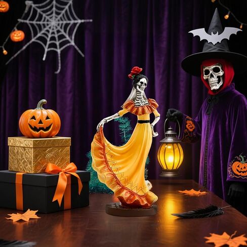 Day of The Dead Figurines Decorations Halloween Skeleton Skull Statue Mariachi Band, Realistic Collectible Folk Musician Players Ornament, Party Festive Indoor Decor (6.5Inch, 3PCS) in Saudi Arabia