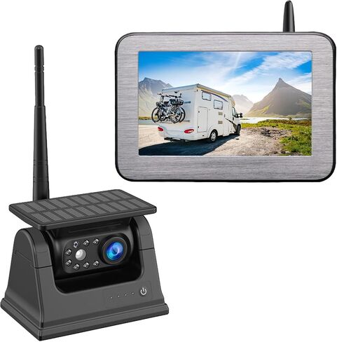 B-Qtech Magnetic Solar Wireless Backup Camera with 5" Monitor System AHD1080P Truck Trailer Hitch Rear View Camera IR Night Vision Waterproof Rechargeable Reverse Camera for RV Car Camper in Saudi Arabia
