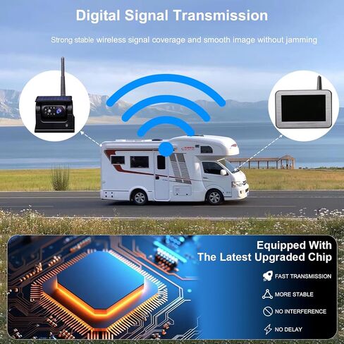 B-Qtech Magnetic Solar Wireless Backup Camera with 5" Monitor System AHD1080P Truck Trailer Hitch Rear View Camera IR Night Vision Waterproof Rechargeable Reverse Camera for RV Car Camper in Saudi Arabia