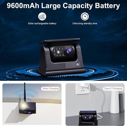 B-Qtech Magnetic Solar Wireless Backup Camera with 5" Monitor System AHD1080P Truck Trailer Hitch Rear View Camera IR Night Vision Waterproof Rechargeable Reverse Camera for RV Car Camper in Saudi Arabia