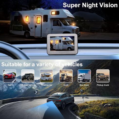 B-Qtech Magnetic Solar Wireless Backup Camera with 5" Monitor System AHD1080P Truck Trailer Hitch Rear View Camera IR Night Vision Waterproof Rechargeable Reverse Camera for RV Car Camper in Saudi Arabia