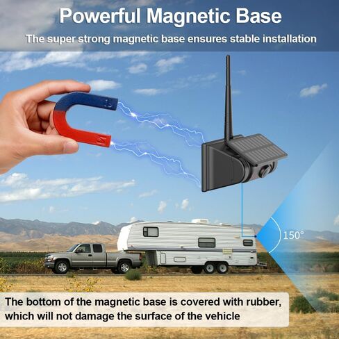 B-Qtech Magnetic Solar Wireless Backup Camera with 5" Monitor System AHD1080P Truck Trailer Hitch Rear View Camera IR Night Vision Waterproof Rechargeable Reverse Camera for RV Car Camper in Saudi Arabia