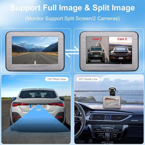 B-Qtech Magnetic Solar Wireless Backup Camera with 5" Monitor System AHD1080P Truck Trailer Hitch Rear View Camera IR Night Vision Waterproof Rechargeable Reverse Camera for RV Car Camper in Saudi Arabia