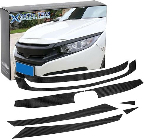 x xotic tech Front Bumper Grille Decals Stickers Carbon Fiber Style Compatible with Honda Civic 2016-2021 in Saudi Arabia