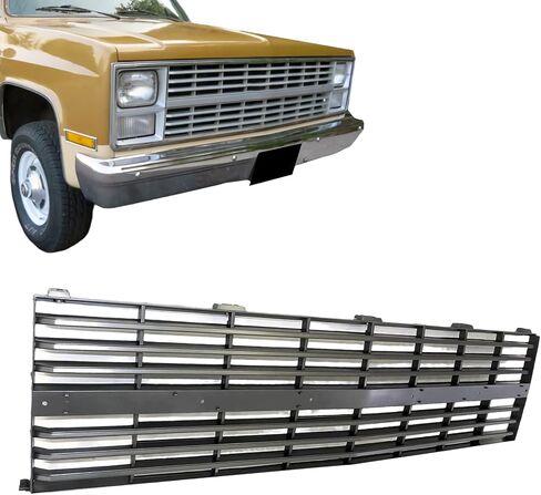 Perfit Liner استبدال شبكة أمامية جديدة باللون الفضي والرمادي مع فتحات قولبة لسيارة GMC Chevy شيفروليه C10 C/K 10 20 30 شاحنة صغيرة تناسب GM1200125 14043881 in Saudi Arabia
