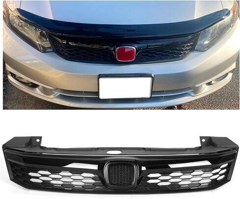 KUAFU غطاء محرك السيارة الأمامي شبكة مصبغة متوافقة مع 2012 Honda Civic 4 Dr Sedan JDM Style استبدال لاستبدال الشواية HO1200206 71121TR0A01 in Saudi Arabia