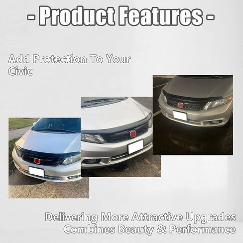 KUAFU غطاء محرك السيارة الأمامي شبكة مصبغة متوافقة مع 2012 Honda Civic 4 Dr Sedan JDM Style استبدال لاستبدال الشواية HO1200206 71121TR0A01 in Saudi Arabia