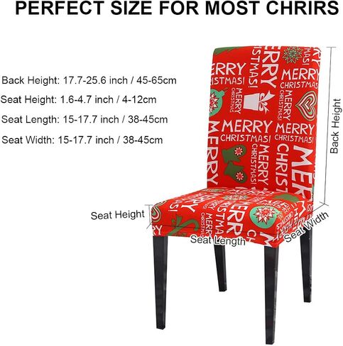 Hiflyer Christmas Chair Covers Set of 6, Christmas Seat Covers Kitchen Chair Covers for Dining Chairs, Santa Chair Covers Christmas Decorations Clearance, Forros para Sillas De Comedor (6, Red B) in Saudi Arabia