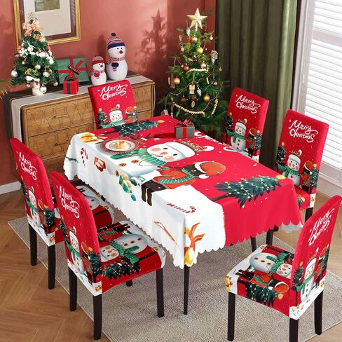 Hiflyer Christmas Chair Covers Set of 6, Christmas Seat Covers Kitchen Chair Covers for Dining Chairs, Santa Chair Covers Christmas Decorations Clearance, Forros para Sillas De Comedor (6, Red B) in Saudi Arabia