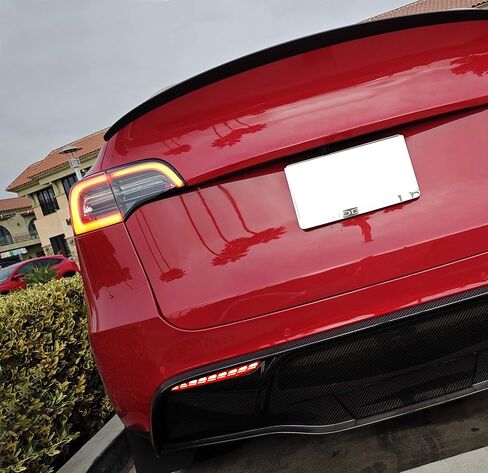 iJDMTOY Black-Out Smoked Lens Full LED Bumper Reflector Lights Compatible With 2020-up Tesla Model Y, Function as Tail, Brake, Rear Fog or Add-On Sequential Blink Turn Signals in Kuwait