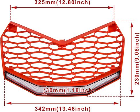 SAUTVS Front Red Grille with LED Light for Maverick X3, New Red Premium Front Bumper Mesh Grill with LED Light Bar for Can-Am Maverick X3 MAX Turbo R 2017-2025 Accessories in Saudi Arabia