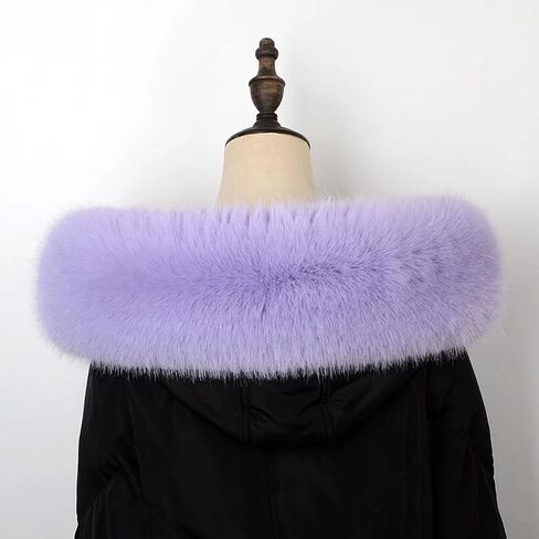 Queenbox 5.9x29.5in Detachable Faux Fur Collar, Hood Trim Replacement Scarf Wrap for Coat Sweater Jacket, Purple in Saudi Arabia