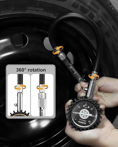 Semi Truck Tire Pressure Gauge Digital, Puibers Heavy Duty Tire Guage 200 PSI Dual Head Chuck and Backlight LCD Display, Digital Pressure Gauge Certified ANSI B40.1 for Car, Semi Truck, SUV, Truck in Kuwait