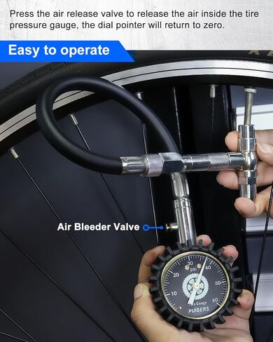 Semi Truck Tire Pressure Gauge Digital, Puibers Heavy Duty Tire Guage 200 PSI Dual Head Chuck and Backlight LCD Display, Digital Pressure Gauge Certified ANSI B40.1 for Car, Semi Truck, SUV, Truck in Kuwait