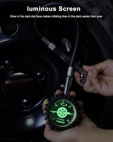 Semi Truck Tire Pressure Gauge Digital, Puibers Heavy Duty Tire Guage 200 PSI Dual Head Chuck and Backlight LCD Display, Digital Pressure Gauge Certified ANSI B40.1 for Car, Semi Truck, SUV, Truck in Kuwait