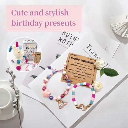 anriyahaiza Unicorn Birthday Gifts for Gir Positive Crochet Animals and Unicorn Bracelet Stuff Emotional Support Crochet with Birthday Card for 3-12 Daughter Granddaughter Niece Sisters in Saudi Arabia