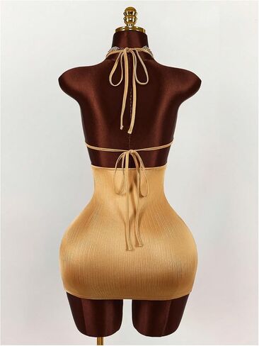 Milumia Women's Metallic Cut Out Halter Mini Dress Sleeveless Backless Party Bodycon Short Dresses in Saudi Arabia
