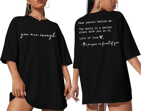 أنت ما يكفي قميص المرأة المتضخم عزيزي الشخص خلفي تي شيرت الصحة العقلية ملهمة قصيرة الأكمام تي شيرت in Kuwait