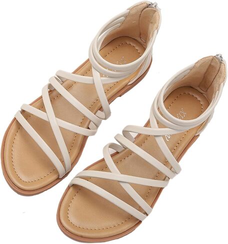 Womens Strappy Sandals Summer Comfortable Flat Dressy Sandals Back Zipper Roman Comfy Womens Sandals in Saudi Arabia