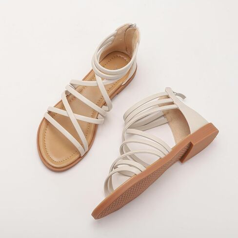 Womens Strappy Sandals Summer Comfortable Flat Dressy Sandals Back Zipper Roman Comfy Womens Sandals in Saudi Arabia