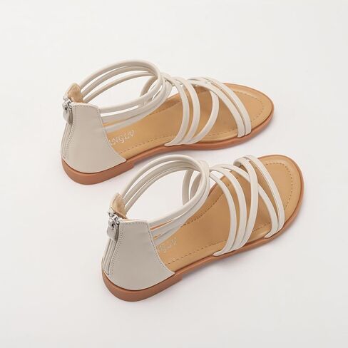 Womens Strappy Sandals Summer Comfortable Flat Dressy Sandals Back Zipper Roman Comfy Womens Sandals in Saudi Arabia