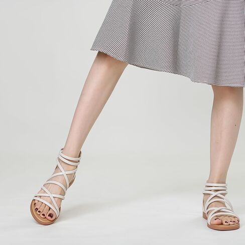 Womens Strappy Sandals Summer Comfortable Flat Dressy Sandals Back Zipper Roman Comfy Womens Sandals in Saudi Arabia