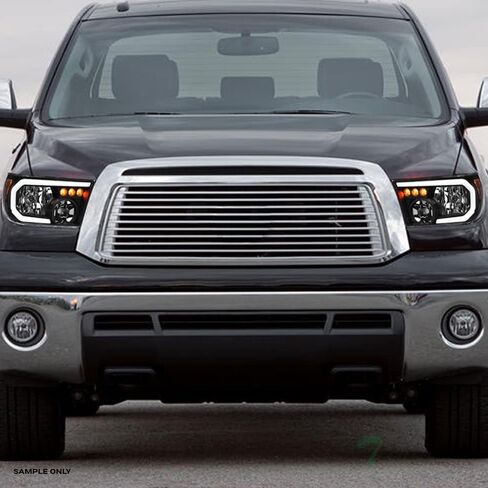 7422438976901 Compatible With 2007-2013 Toyota Tundra / 2008-2017 Sequoia DRL LED Strip Bar Black Housing Headlights With Amber Reflector in Saudi Arabia