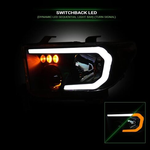 7422438976901 متوافق مع 2007-2013 تويوتا تندرا / 2008-2017 سيكويا DRL LED شريط شريط المصابيح الأمامية السوداء مع عاكس العنبر in Kuwait
