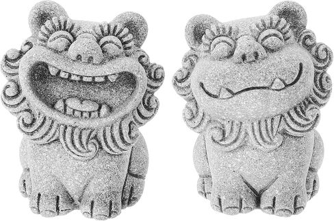 HOMSFOU Mini Lion Figurines Chinese Feng Shui Lion Statue Pair of Guardian Lion Desktop Animal Sculpture Foo Dog Asian Decor Tabletop Lucky Wealth Ornament in Saudi Arabia