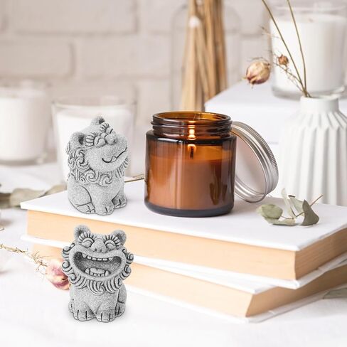 HOMSFOU Mini Lion Figurines Chinese Feng Shui Lion Statue Pair of Guardian Lion Desktop Animal Sculpture Foo Dog Asian Decor Tabletop Lucky Wealth Ornament in Saudi Arabia