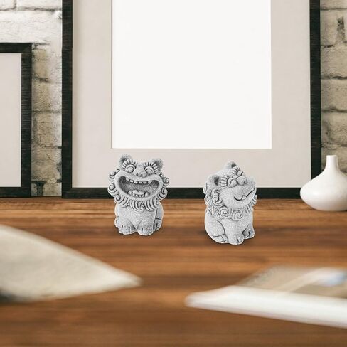 HOMSFOU Mini Lion Figurines Chinese Feng Shui Lion Statue Pair of Guardian Lion Desktop Animal Sculpture Foo Dog Asian Decor Tabletop Lucky Wealth Ornament in Saudi Arabia