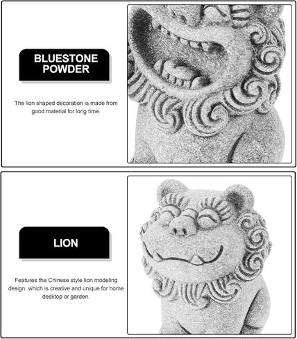 HOMSFOU Mini Lion Figurines Chinese Feng Shui Lion Statue Pair of Guardian Lion Desktop Animal Sculpture Foo Dog Asian Decor Tabletop Lucky Wealth Ornament in Saudi Arabia