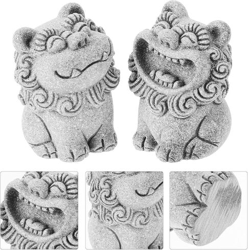 HOMSFOU Mini Lion Figurines Chinese Feng Shui Lion Statue Pair of Guardian Lion Desktop Animal Sculpture Foo Dog Asian Decor Tabletop Lucky Wealth Ornament in Saudi Arabia