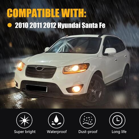 مصابيح الضباب متوافقة مع 2010 2011 2012 Hyundai Santa Fe، استبدال مصابيح الضباب المصد الأمامي مع سرج الأسلاك، عدسة شفافة in Saudi Arabia