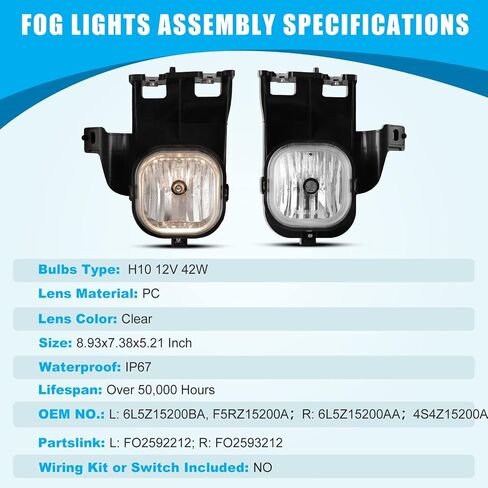مجموعة مصابيح الضباب CPW متوافقة مع [2006-2007 Ford Ranger] مصابيح الضباب للقيادة استبدال جانب السائق + جانب الركاب in Kuwait