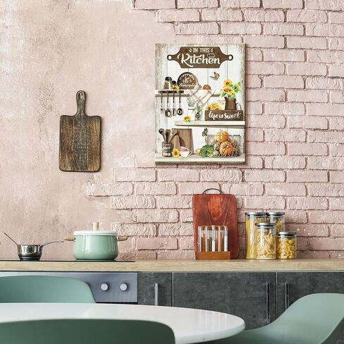 Dazzlewall Country Kitchen جدار الفن ريفي مزرعة الحياة حلوة الطعام الجيد المزاج الجيد يقتبس عباد الشمس المطبخ صور جدار ديكور لمطعم غرفة الطعام 12x16 في غير المؤطرة in Kuwait