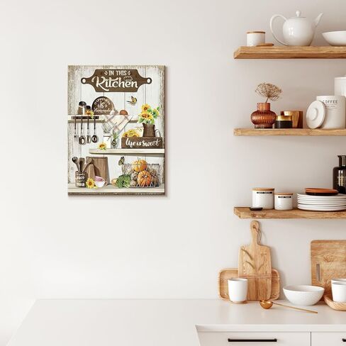 Dazzlewall Country Kitchen جدار الفن ريفي مزرعة الحياة حلوة الطعام الجيد المزاج الجيد يقتبس عباد الشمس المطبخ صور جدار ديكور لمطعم غرفة الطعام 12x16 في غير المؤطرة in Kuwait