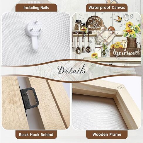 Dazzlewall Country Kitchen جدار الفن ريفي مزرعة الحياة حلوة الطعام الجيد المزاج الجيد يقتبس عباد الشمس المطبخ صور جدار ديكور لمطعم غرفة الطعام 12x16 في غير المؤطرة in Kuwait