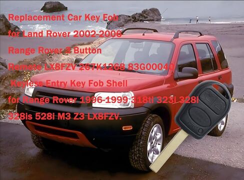 استبدال مفتاح السيارة فوب لاند روفر 2002-2006 رينج روفر 3 زر عن بعد LX8FZV 267K1268 83G00040 مفتاح دخول بدون مفتاح فوب شل لسيارة رينج روفر 1996-1999 318ti 323i 328i 328is 528i M3 Z3 LX8FZV. in Kuwait
