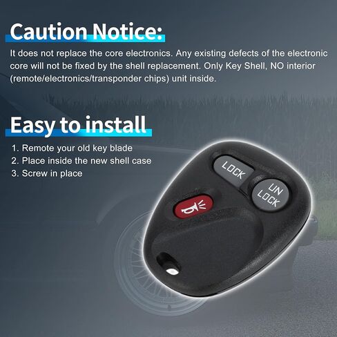 X AUTOHAUX Key Shell Case Keyless Entry Remote Key Fob Replacement Case for Chevrolet Silverado 1500 2500 3500 2001-2002 3 Buttons KOBLEAR1XT/KOBUT1BT in Saudi Arabia