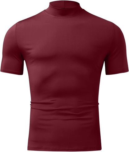 CHUUMEE Mens Mock Turtleneck Sweater Short Sleeve Solid Color T-Shirts Basic Slim Fit Pullover Tees in Saudi Arabia