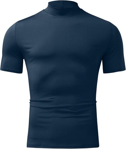 CHUUMEE Mens Mock Turtleneck Sweater Short Sleeve Solid Color T-Shirts Basic Slim Fit Pullover Tees in Saudi Arabia