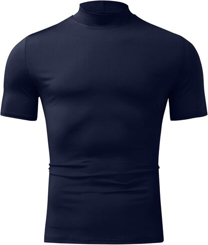 CHUUMEE Mens Mock Turtleneck Sweater Short Sleeve Solid Color T-Shirts Basic Slim Fit Pullover Tees in Saudi Arabia
