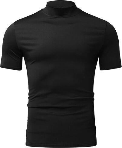 CHUUMEE Mens Mock Turtleneck Sweater Short Sleeve Solid Color T-Shirts Basic Slim Fit Pullover Tees in Saudi Arabia