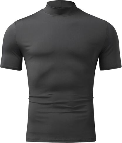 CHUUMEE Mens Mock Turtleneck Sweater Short Sleeve Solid Color T-Shirts Basic Slim Fit Pullover Tees in Saudi Arabia