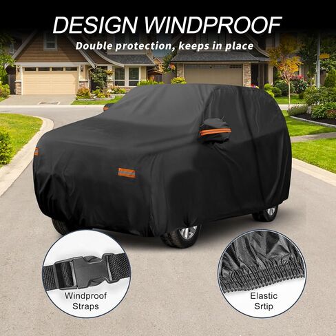 X AUTOHAUX Car Cover Outdoor Waterproof Sun Rain Snow Hail Protection with Left Side Door Zipper 210D-PU for Toyota Sequoia in Saudi Arabia