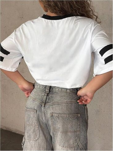 SOLY HUX Women's Jersey T-Shirt Summer Sports Crop Tops Number Print Graphic Tees Streetwear in Saudi Arabia
